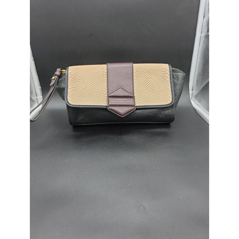 Marc by Marc Jacobs Flipping Out Tri-Color Leather Clutch Wristlet Bag Snakeskin